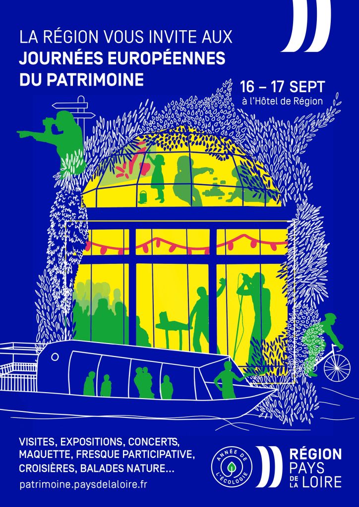 La Région vous invite aux Journées Européennes du Patrimoine. 16-17 septembre à l'Hôtel de Région Visites, expositions, concerts, maquette, fresque participative, croisières, balades nature... Région Pays de la Loire - Année de l'écologie